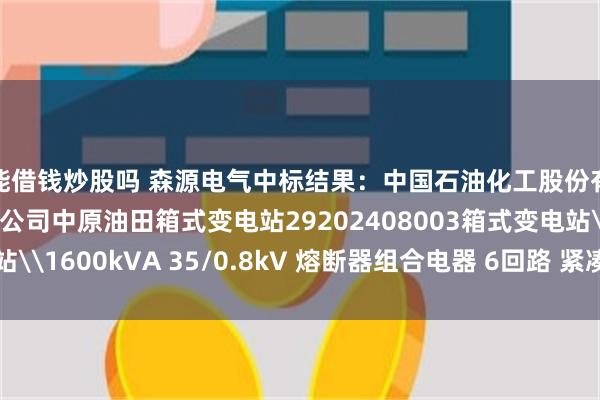 能借钱炒股吗 森源电气中标结果：中国石油化工股份有限公司中原油田分公司中原油田箱